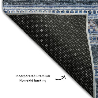 Piper Looms Mayfield Southwest AMF714 Navy Machine Washable Area Rug Backing Image