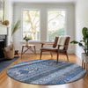 Piper Looms Mayfield Southwest AMF714 Navy Machine Washable Area Rug Round Lifestyle Image Feature