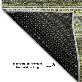 Piper Looms Mayfield Southwest AMF714 Olive Machine Washable Area Rug Backing Image