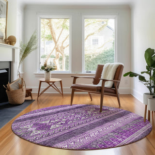 Piper Looms Mayfield Southwest AMF714 Purple Machine Washable Area Rug Round Lifestyle Image Feature