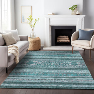 Piper Looms Mayfield Southwest AMF714 Teal Machine Washable Area Rug Lifestyle Image Feature