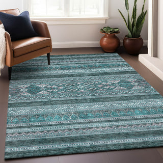 Piper Looms Mayfield Southwest AMF714 Teal Machine Washable Area Rug Lifestyle Image Feature