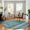 Piper Looms Mayfield Southwest AMF714 Teal Machine Washable Area Rug Round Lifestyle Image Feature