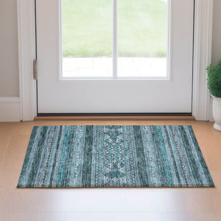 Piper Looms Mayfield Southwest AMF714 Teal Machine Washable Area Rug Scatter Lifestyle Image Feature