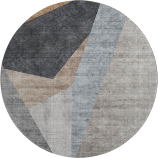 Piper Looms Mayfield Art Deco AMF715 Taupe Machine Washable Area Rug Round Main Image