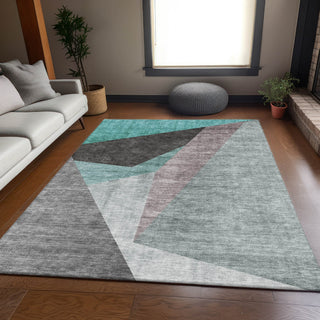 Piper Looms Mayfield Art Deco AMF716 Teal Machine Washable Area Rug Lifestyle Image Feature