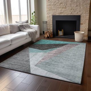 Piper Looms Mayfield Art Deco AMF716 Teal Machine Washable Area Rug Lifestyle Image Feature