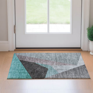 Piper Looms Mayfield Art Deco AMF716 Teal Machine Washable Area Rug Scatter Lifestyle Image Feature