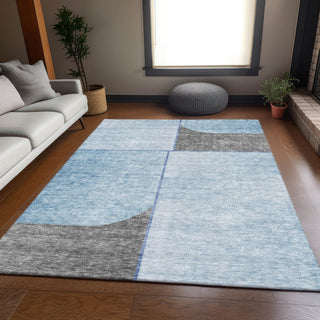 Piper Looms Mayfield Art Deco AMF717 Sky Machine Washable Area Rug Lifestyle Image Feature
