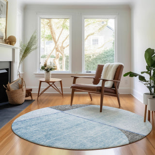 Piper Looms Mayfield Art Deco AMF717 Sky Machine Washable Area Rug Round Lifestyle Image Feature
