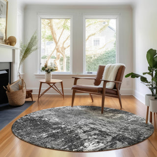 Piper Looms Mayfield Modern AMF718 Gray Machine Washable Area Rug Round Lifestyle Image Feature