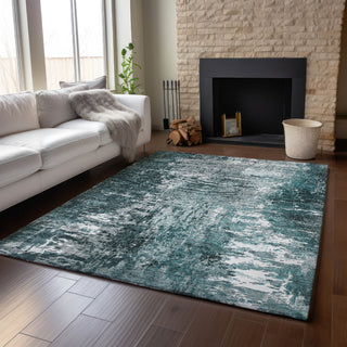 Piper Looms Mayfield Modern AMF718 Teal Machine Washable Area Rug Lifestyle Image Feature