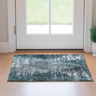 Piper Looms Mayfield Modern AMF718 Teal Machine Washable Area Rug Scatter Lifestyle Image Feature