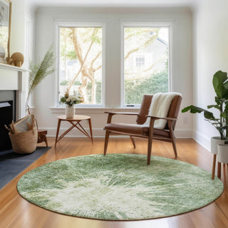 Piper Looms Mayfield Abstract AMF719 Fern Machine Washable Area Rug Round Lifestyle Image Feature