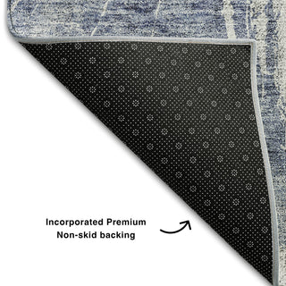 Piper Looms Mayfield Abstract AMF719 Navy Machine Washable Area Rug Backing Image
