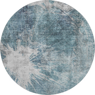 Piper Looms Mayfield Abstract AMF719 Teal Machine Washable Area Rug Round Main Image