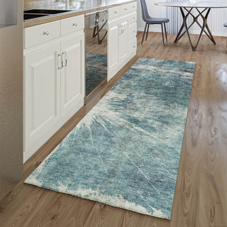 Piper Looms Mayfield Abstract AMF719 Teal Machine Washable Area Rug Runner Lifestyle Image Feature