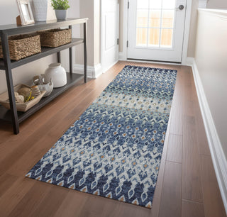 Piper Looms Mayfield Tribal Diamond AMF72 Seaglass Machine Washable Area Rug Runner Lifestyle Image Feature