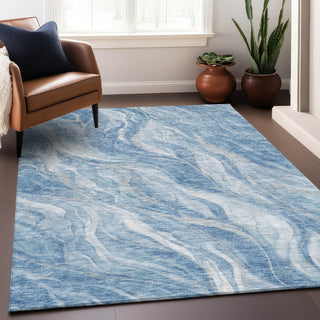 Piper Looms Mayfield Waves AMF720 Blue Machine Washable Area Rug Lifestyle Image Feature