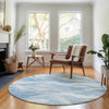 Piper Looms Mayfield Waves AMF720 Blue Machine Washable Area Rug Round Lifestyle Image Feature