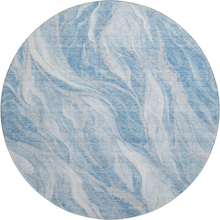 Piper Looms Mayfield Waves AMF720 Blue Machine Washable Area Rug Round Main Image