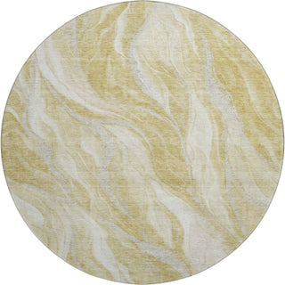 Piper Looms Mayfield Waves AMF720 Gold Machine Washable Area Rug Round Main Image