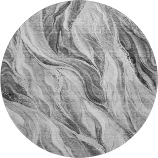 Piper Looms Mayfield Waves AMF720 Gray Machine Washable Area Rug Round Main Image
