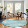 Piper Looms Mayfield Waves AMF720 Teal Machine Washable Area Rug Round Lifestyle Image Feature