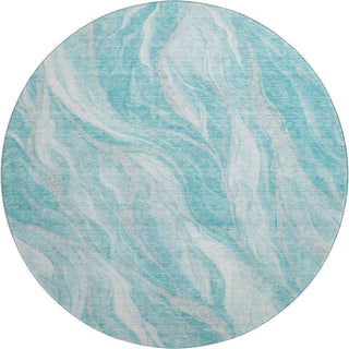 Piper Looms Mayfield Waves AMF720 Teal Machine Washable Area Rug Round Main Image