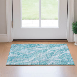 Piper Looms Mayfield Waves AMF720 Teal Machine Washable Area Rug Scatter Lifestyle Image Feature