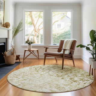 Piper Looms Mayfield Modern AMF721 Taupe Machine Washable Area Rug Round Lifestyle Image Feature