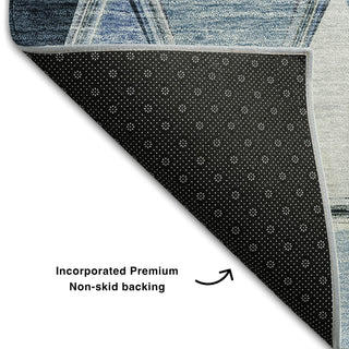 Piper Looms Mayfield Geometric AMF722 Blue Machine Washable Area Rug Backing Image