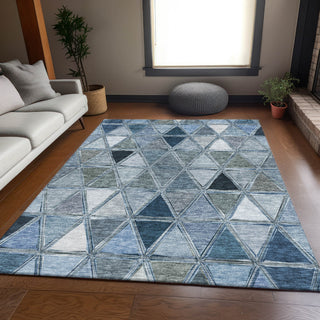 Piper Looms Mayfield Geometric AMF722 Blue Machine Washable Area Rug Lifestyle Image Feature