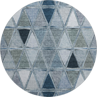 Piper Looms Mayfield Geometric AMF722 Blue Machine Washable Area Rug Round Main Image