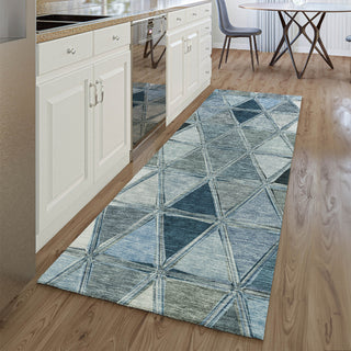 Piper Looms Mayfield Geometric AMF722 Blue Machine Washable Area Rug Runner Lifestyle Image Feature