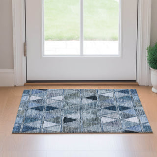 Piper Looms Mayfield Geometric AMF722 Blue Machine Washable Area Rug Scatter Lifestyle Image Feature