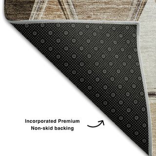 Piper Looms Mayfield Geometric AMF722 Brown Machine Washable Area Rug Backing Image