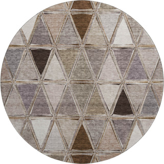 Piper Looms Mayfield Geometric AMF722 Brown Machine Washable Area Rug Round Main Image
