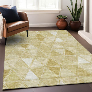 Piper Looms Mayfield Geometric AMF722 Gold Machine Washable Area Rug Lifestyle Image Feature