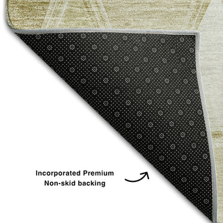 Piper Looms Mayfield Geometric AMF722 Khaki Machine Washable Area Rug Backing Image