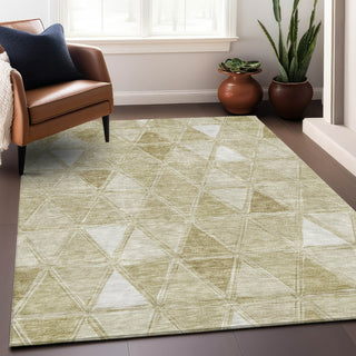 Piper Looms Mayfield Geometric AMF722 Khaki Machine Washable Area Rug Lifestyle Image Feature
