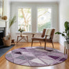 Piper Looms Mayfield Geometric AMF722 Merlot Machine Washable Area Rug Round Lifestyle Image Feature