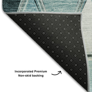 Piper Looms Mayfield Geometric AMF722 Teal Machine Washable Area Rug Backing Image