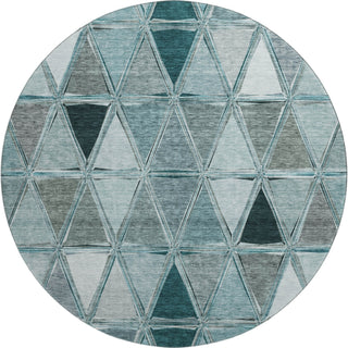 Piper Looms Mayfield Geometric AMF722 Teal Machine Washable Area Rug Round Main Image