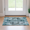 Piper Looms Mayfield Geometric AMF722 Teal Machine Washable Area Rug Scatter Lifestyle Image Feature
