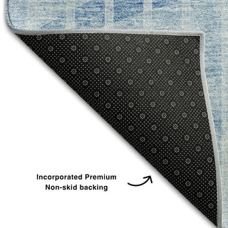 Piper Looms Mayfield Striped AMF723 Blue Machine Washable Area Rug Backing Image