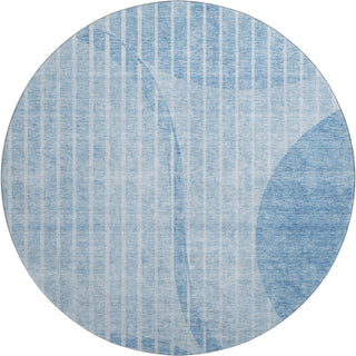 Piper Looms Mayfield Striped AMF723 Blue Machine Washable Area Rug Round Main Image