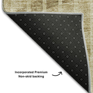 Piper Looms Mayfield Striped AMF723 Brown Machine Washable Area Rug Backing Image