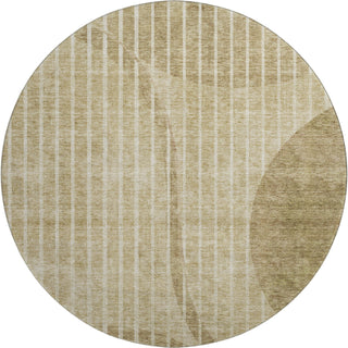 Piper Looms Mayfield Striped AMF723 Brown Machine Washable Area Rug Round Main Image