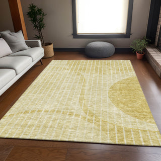 Piper Looms Mayfield Striped AMF723 Gold Machine Washable Area Rug Lifestyle Image Feature